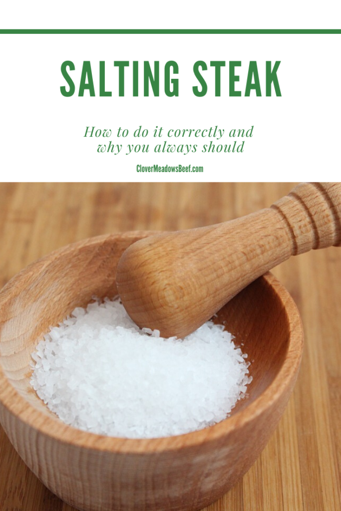No matter how well you cook a steak, it needs to be seasoned beforehand. That's where salting steak comes in. Use 3/4 to 1 tsp per pound of beef. - Clover Meadows Beef | Grass Fed Beef | St. Louis